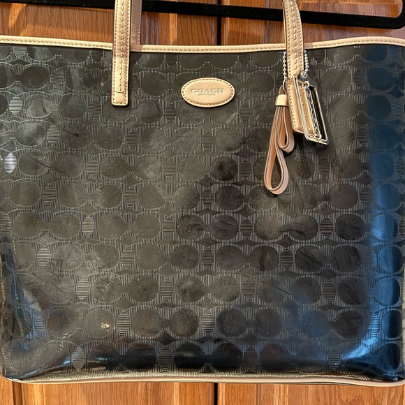 Coach Tote Black & Tan leather trim - Picture 2 of 12